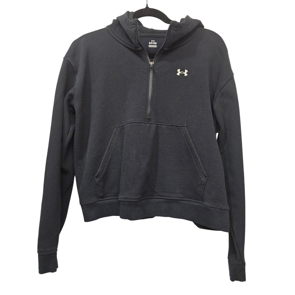 Under Armour Black Fleece 1/2 Zip Hoodie Small Athleisure Activewear Gym Cozy